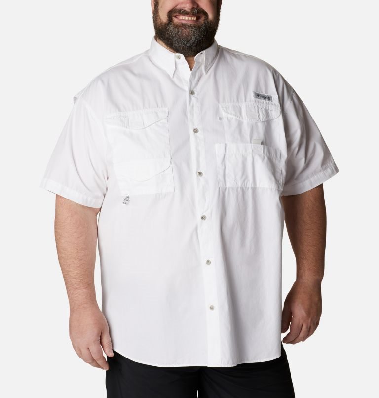 Men\'s Columbia PFG Bonehead Short Sleeve Shirts White | Plus Size CA-V8C64